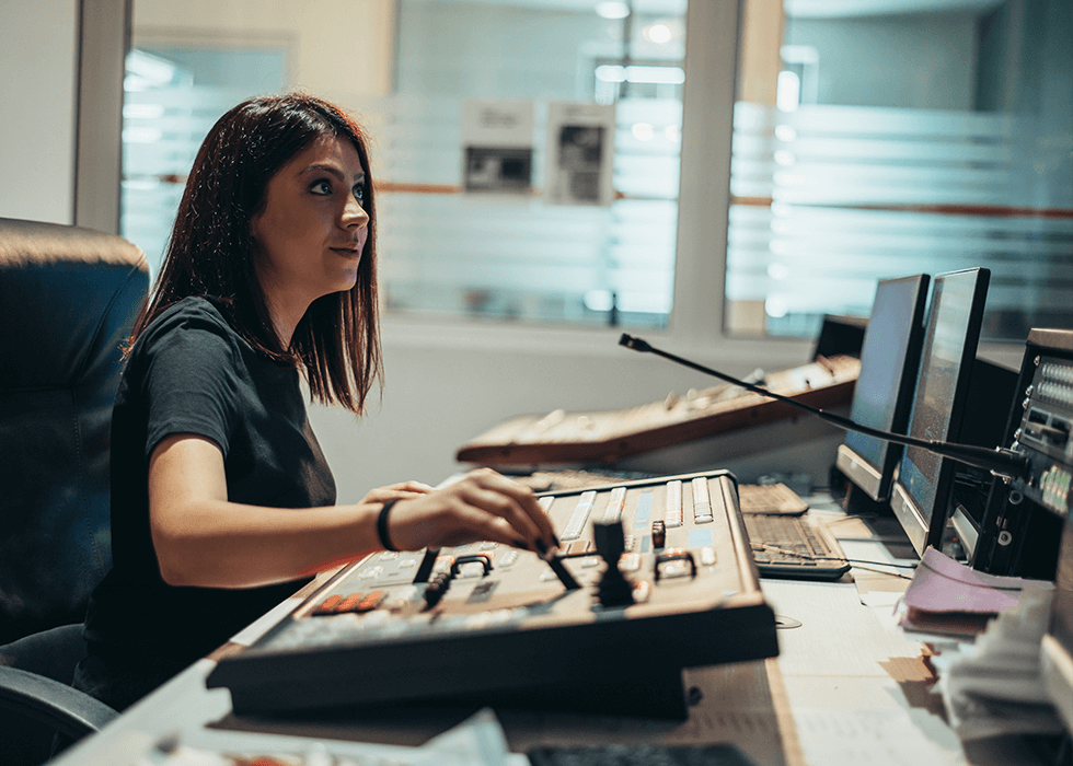Woman working in broadcast