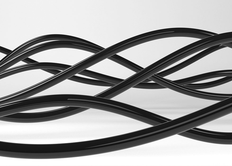 Black cords on white background